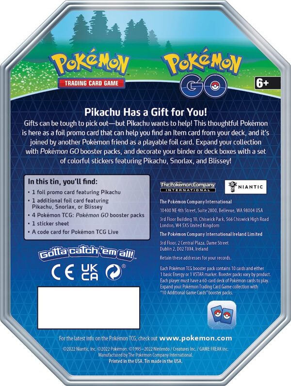 Tył puszki Pokemon TCG Pokemon GO Tin. Opis puszki i zawartości