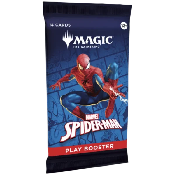 MTG Marvels Spider Man Play booster od lewej strony